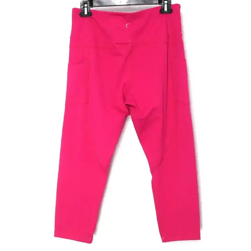 ZYIA Active Neon Barbie Pink Cropped High Rise Hip Pocket Legging Size 12