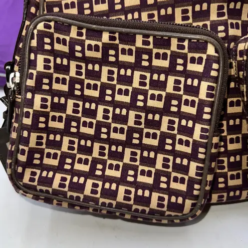 Bally Vintage Monogram Shoulder Bag Y2K Designer Purse Italian Leather Tan