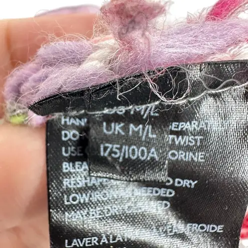 Anthropologie Chunky Knit Striped Turtleneck Bell Sleeve Sweater Multicolored Pink Size M