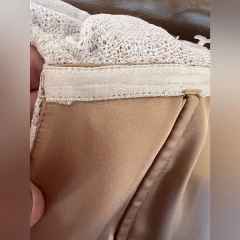 Alberto Makali Albert Makali Cream Off The Shoulder Sheer Lace Dress Size 6