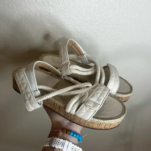 Schutz Womens Demmy Sandals White Natural Espadrille Quilted Rope NEW 7.5