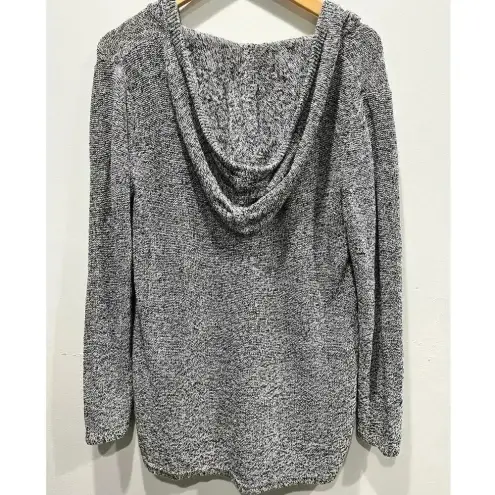 Chicos Women’s Gray Black Speckled 100% Linen Casual Pull Over Hoody 2