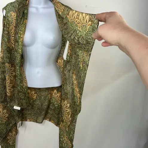 Accentsâby Lavello Convertible chiffon light weight Green and Tan Patterned Vest Size undefined