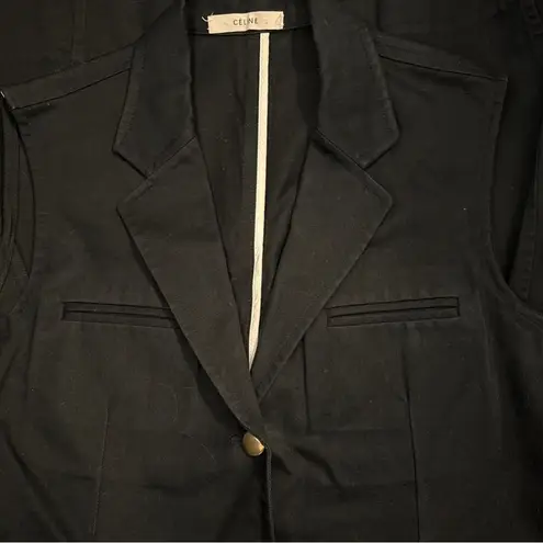 CELINE CÉLINE V-Neck Sleeveless Cotton Blazer Dress