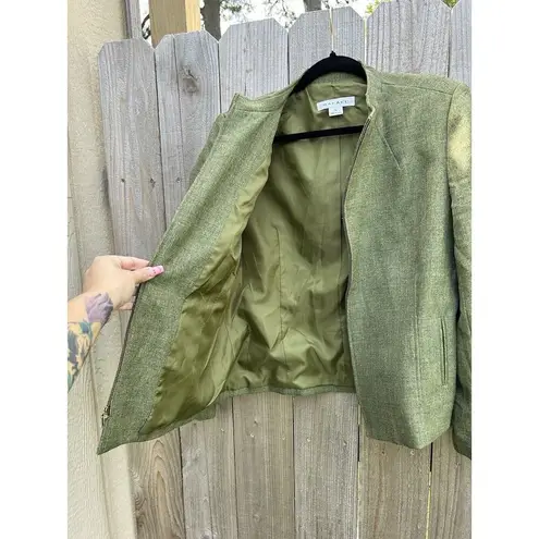 Rafael‎ Woman’s Jacket Blazer full zip Green Career Dress Size 14 Fall Winter