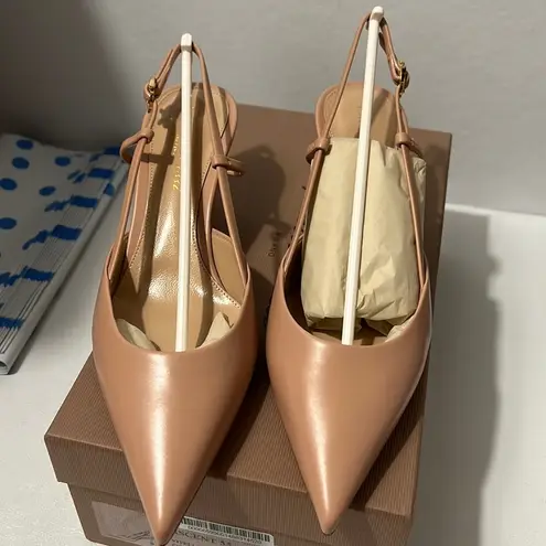 Gianvito Rossi Ascent 85 Leather Slingback Pump In Peach Leather casual formal