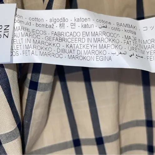 ZARA  Beige and Navy Checkered Shirt