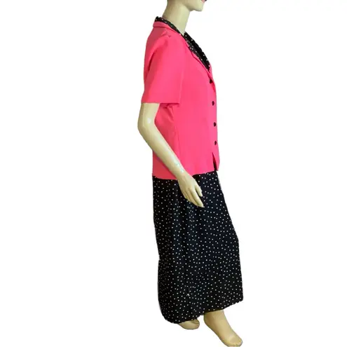 MISS DORBY BLACK & PINK W/WHITE POLK DOT DRESS & BLAZER SET VINTAGE 1990'S (12)