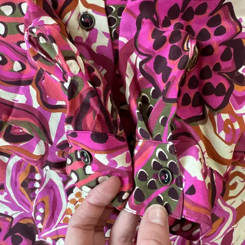 Johnny Was Silk Shirt Pink Floral