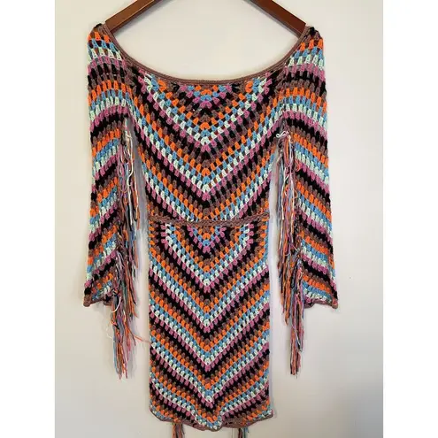 Boho Dress Coverup Crochet S/M Hippie Fringe Festival Beach Hers Collection Size undefined