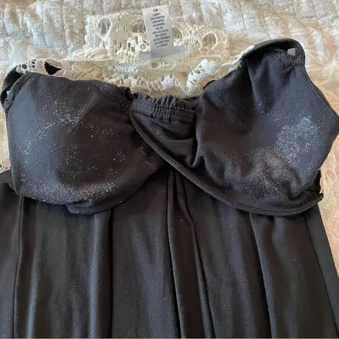 Allison Brittney Black White Lace Crochet Back V-Neck Maxi Dress Small