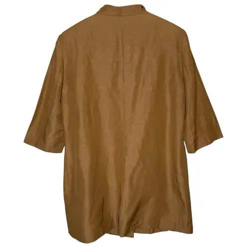 Doncaster Vintage Linen Silk Blend 3/4 Sleeve Tan Jacket Single Breasted size 12