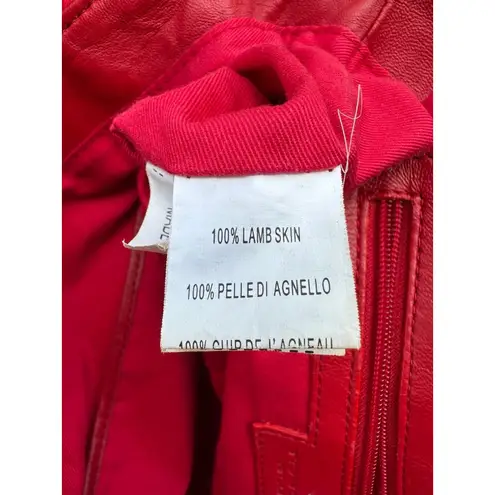 Tosca Blu Buttery Soft Red Lamb Skin Leather Satchel Frame Zipper Closure Bag