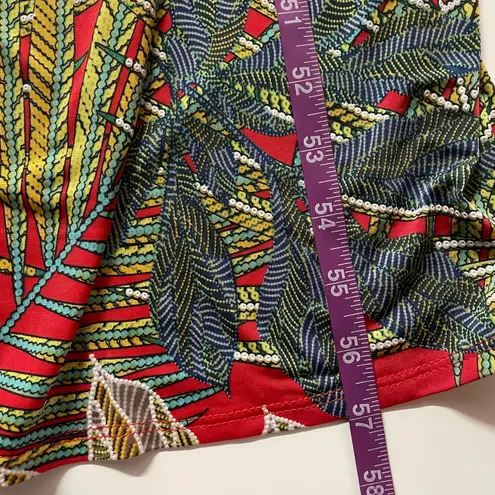 Libian Red Tropical Leaf Print Textured Jumpsuit Size S GUC