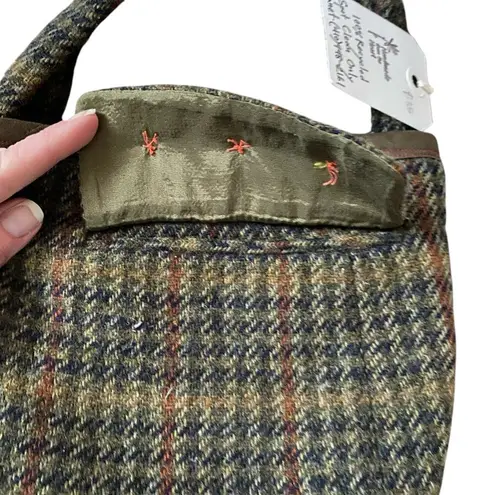 Handmade from The Heart women's olive green plaid handmade handbag with pocket