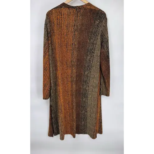 Amanda Smith Vintage Amanda Cardigan Womens XL Orange Brown Stripe Fall Open Front Side Slits