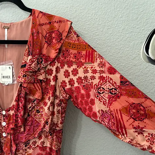 Free People NEW  Lennon Dress in Primrose Red Combo Size Small Dainty Romantic