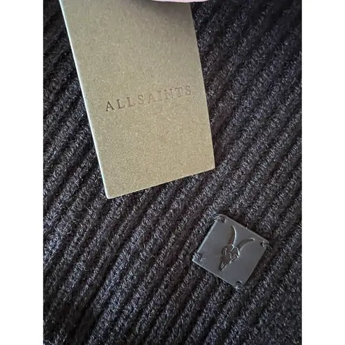 All Saints Black Rib Mix Scarf Black Wool Blend NWT MSRP $149