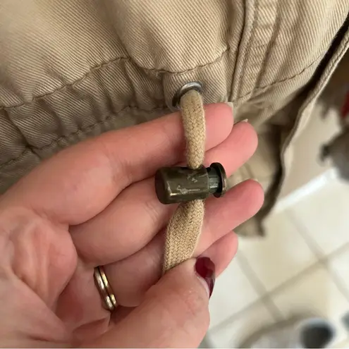 VINTAGE Mossimo Supply Beige Utility Jacket Spring Summer Light Layer Hood Tan Size XL - Image 9