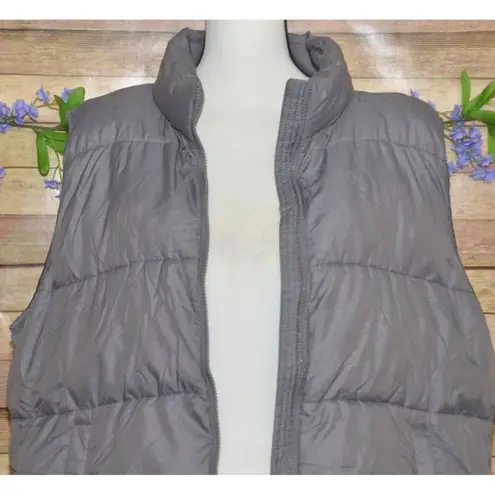 Heat Keep Ladies Gray Sleeveless Quilted Puffer Jacket Size XXL Pocket Insulated