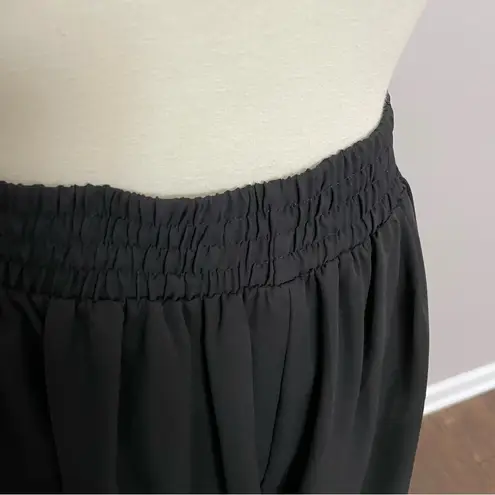 Vintage Clio Pants Wide Leg Palazzo Culottes Cropped Elastic Waist Lined Black Size M