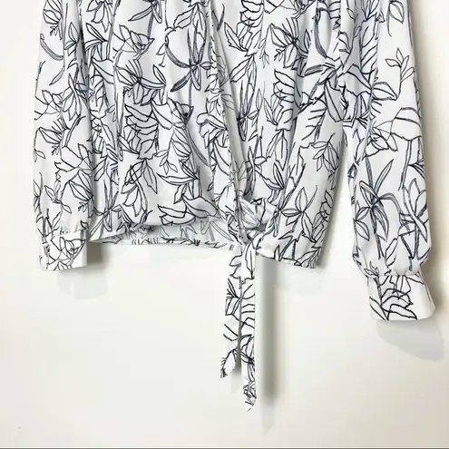 Ecru Women's The Lange Top Black White Floral Long Sleeve Blouse Medium