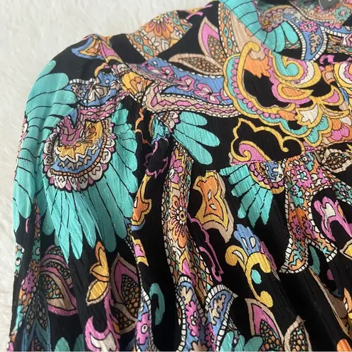 Haute Hippie Floral Paisley Boho Tie Top Blouse