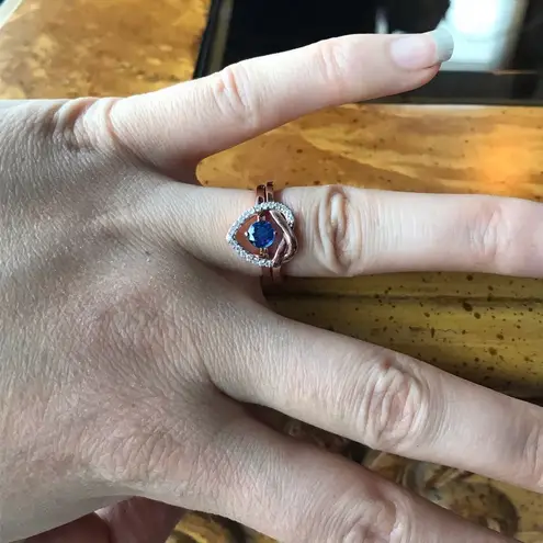 Natural Kyanite Moissanite Sterling Silver Ring Size 5.75 Blue