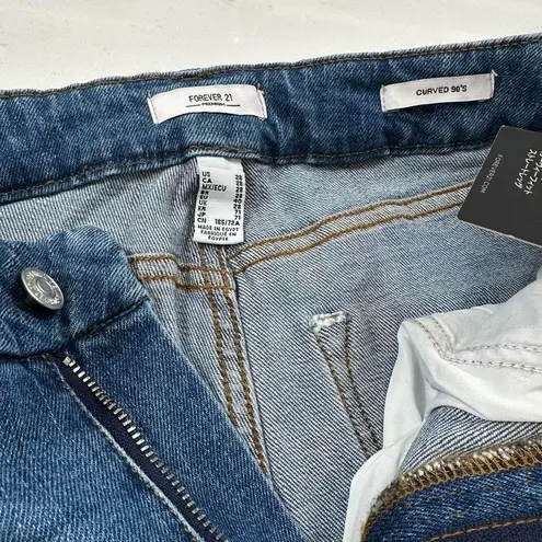 Forever 21 NWT  Jean Shorts 28 Womens Curved 90s High Rise Raw Hem Faded Light