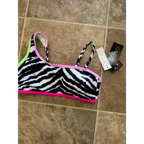 California Waves Zebra Print Asymmetric Bikini Top Size Small - Image 3