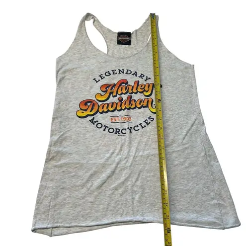Harley Davidson Women’s Size S Muscle Tank Top Light Gray Wisconsin HD Biker Orange