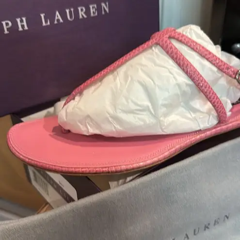 Ralph Lauren Purple Label Alissa Hot Pink Lizard Thong Sandals Size 10B