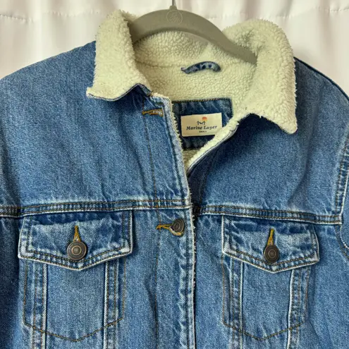 Marine layer Blue Sherpa Lined Denim Jean Jacket Size Small