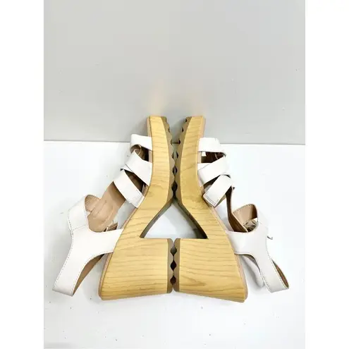 Dr. Scholl’s Sandals Size 9.5 White Leather Open Toe Platform Shoes Buckle