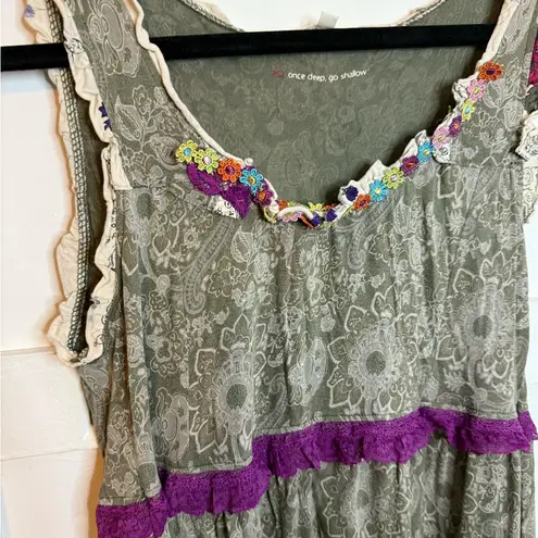 Odd Molly Funky Eclectic Floral Embroidered Mini Tunic Dress