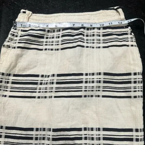 Max Mara Italy Black Cream Linen Blend Knee Length Pencil Skirt Sz 4 EUC office