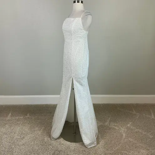 Aidan Mattox White Sequined Sleeveless Column Evening Gown Size 10 Formal Dress