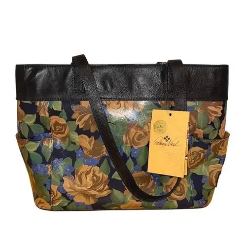 Patricia Nash Alviano Leather Shopper Tote Bag-Blue Sky Rose NWT Orig. $249.00