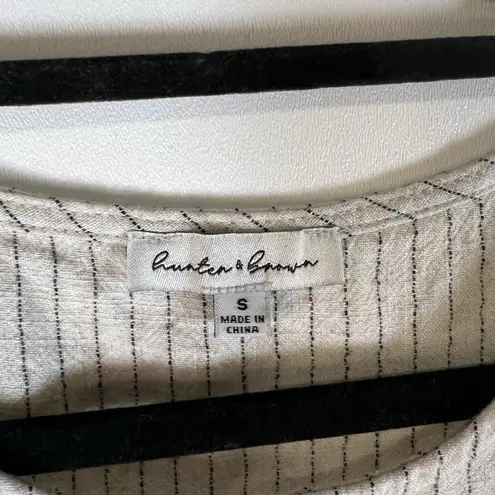 Hunter & Brown Linen Blend Shorts & Top Set Women's Size Small Beach Boho Tan