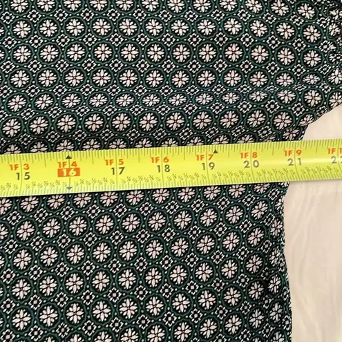 J. Jill Green Floral Print Midi Skirt & Matching Blouse Womens Size Small Career