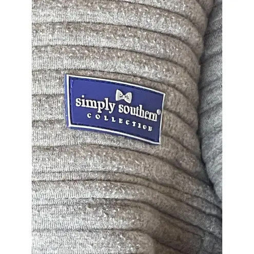 Simply Southern  Gray‎ And Blue Ribbed Quarter Snap Pullover Top Size S