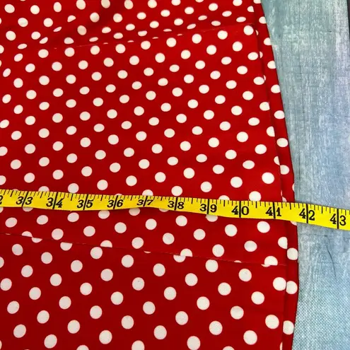 Sears Vintage Red White Polka Dot Dress 80's Long Sleeve Minnie Mouse Midi Dress Size M