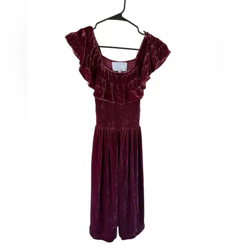 Hill House Akilah Nap Dress Burgundy Velvet Red