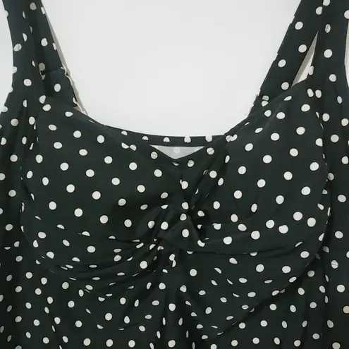 Beach Belle 22W Black White Dot Tankini Swim Top Plus