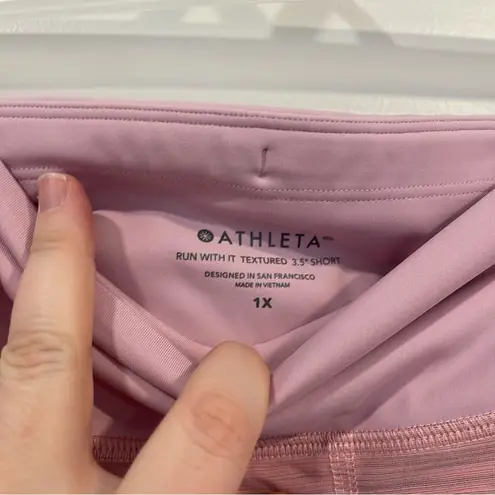 Athleta  Run With It Textured Short 3.5" Pink Womens 1x NWT Activewear Athletic