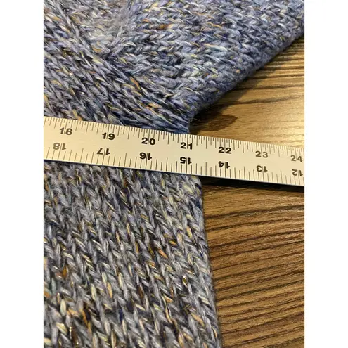 Maryline Made in Italy Boucle Waterfall Blue Open Cardigan Metallic Thread M Size M