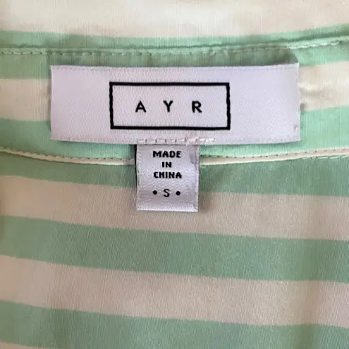 AYR Mint and White Striped Silk blend button down Shirt size Small