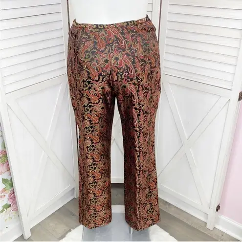 Platinum Stephen Yearick Paisley Pants Brocade Jacquard Straight Leg 14 Black