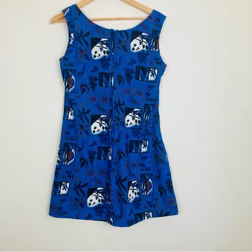 Vintage 90s made in Hawaii 60’s style shift dress classic blue Hawaiian print. M Size M