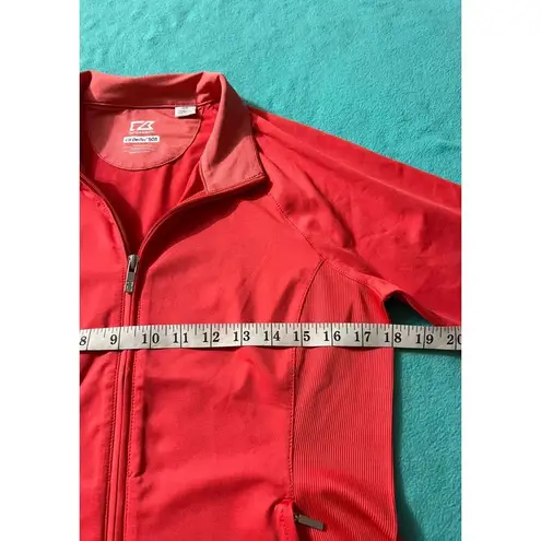 Cutter and Buck Womens Size Small Coral Pink Long Sleeve Jacket CB DryTec 50 spf